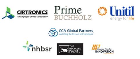 Logos of Cirtronics, Prime Buchholz, Unitil, CCA Global Partners, NH Businesses for Social Responsibility, The Recycled Planet and UNH ECenter Maurice Prize