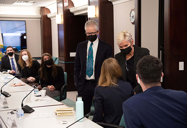 A photo of Carsey MPP students meeting with Jennifer Granholm, U.S. Secretary of Energy