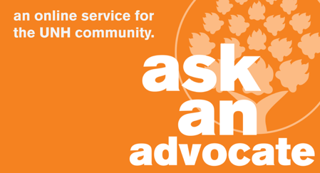 A graphic with the words ask an advocate