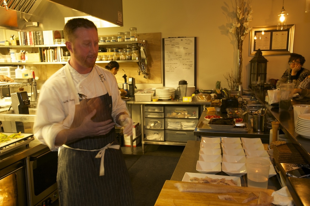 Stages chef Evan Hennessey cooks seaweed