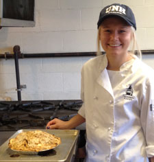 Audra St. Hilaire '15 with her first apple streusel pie