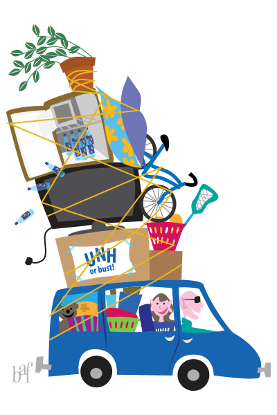 cartoon of UNH Move in family