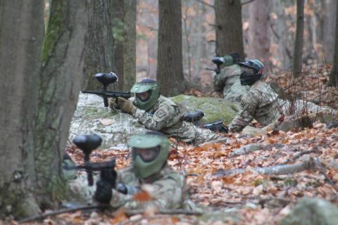 Cadets Practicing Tactics Using Paintball