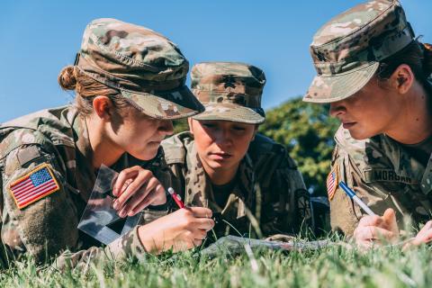 UNH Army ROTC cadets participating in outdoor training exercise