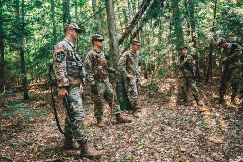 cadets training in the woods