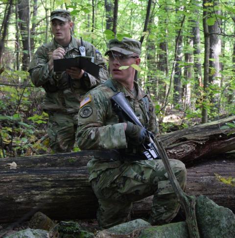 cadets training in the woods