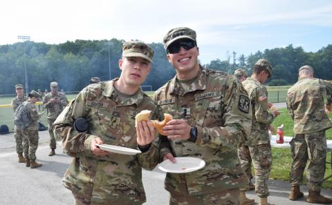 Cadets eating meal