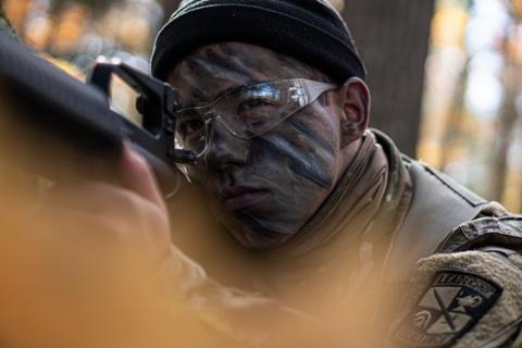 UNH Army ROTC Cadets in FX training in the woods
