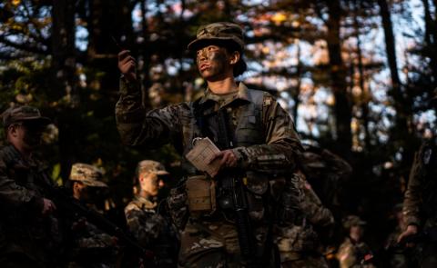 UNH Army ROTC Cadets in FX training in the woods