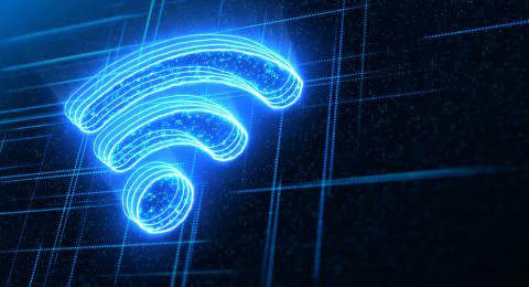 neon outlined wifi symbol