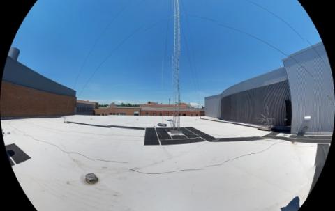 fisheye view of a Kingsbury broadband tower
