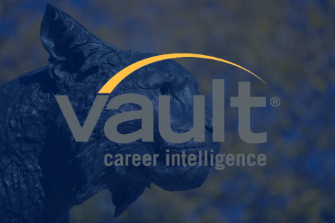 Logo of Vault - UNH's resource containing more than 80 career guides and employer profiles, continually updated "insider" information on over 3,000 companies