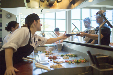 UNH student serving at Dining Hall through Work Study 