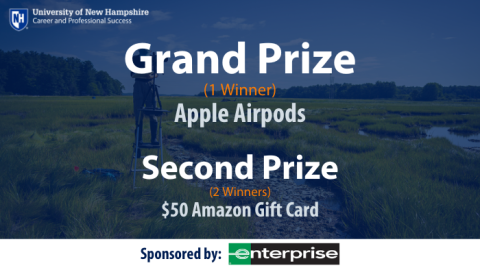 Grand prize for student experience survey. 1 individual will win Apple airpods and a second individual will win a $50 Amazon gift card.