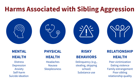 This infographic lists the harms associated with sibling aggression.
