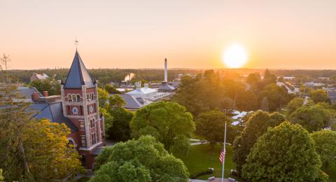 UNH Thompson Hall at sunset
