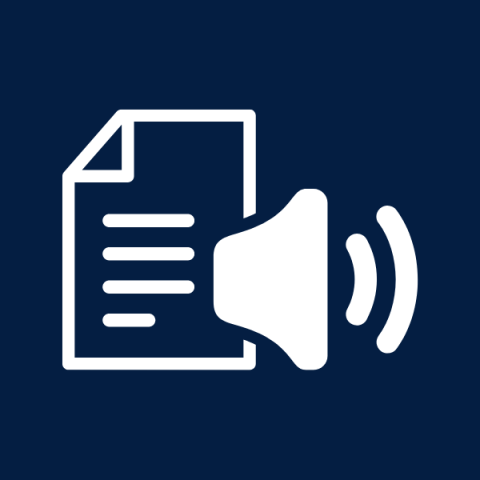 Icon of document turning to loudspeaker