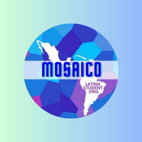 MOSAICO Logo on blue and green gradient background