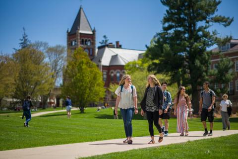 students walking on-campus