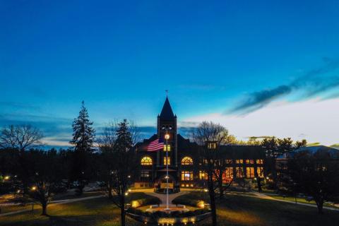 Thompson Hall at night