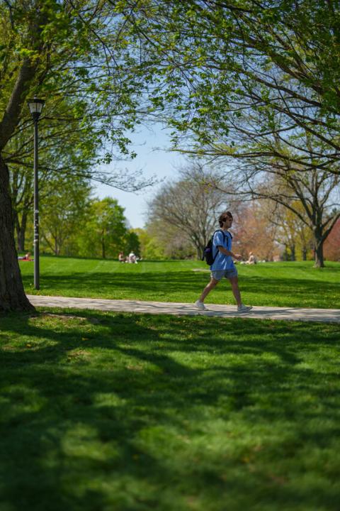 Student walking to class
