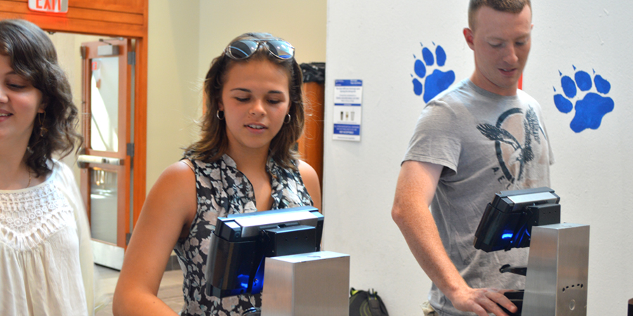 Students Scanning Fingers at Dining Hall