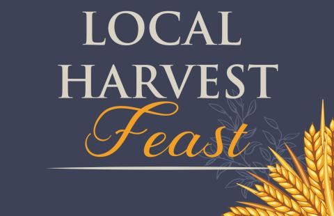 Local Harvest Feast Text with Wheat