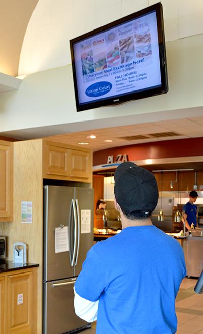 video monitor in dining hall