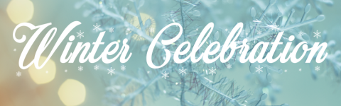 Winter Celebration text with snowflake background