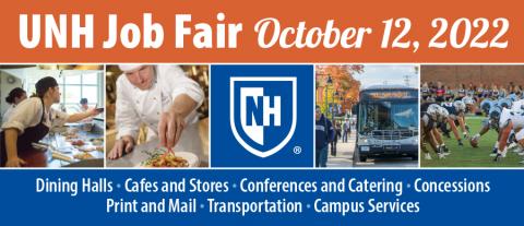 UNH Job Fair 10-12-22 Banner with Hospitality Services Photos