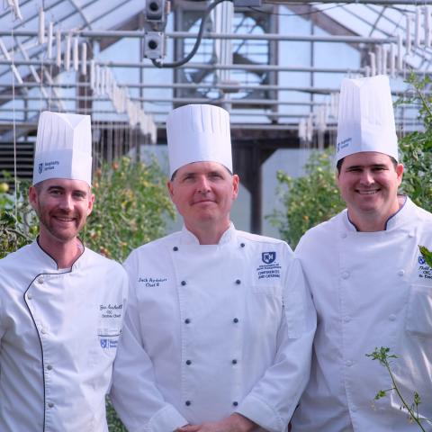 Chef Zac, Jack and Todd at High Tunnels