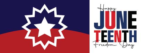 Juneteenth Flag and Happy Juneteenth Freedom Day Text