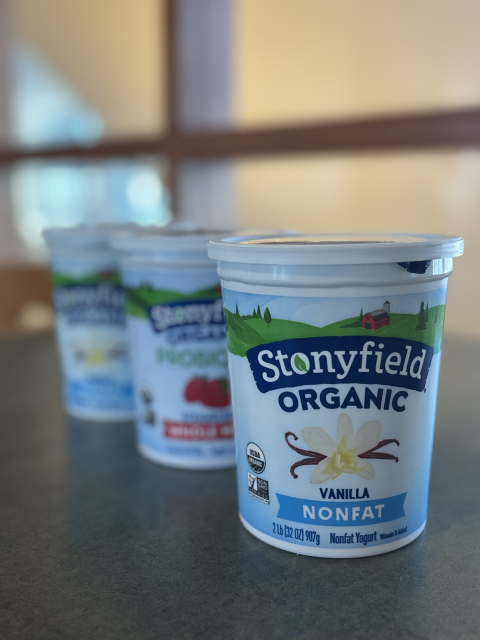 Stonyfield yogurt tubs