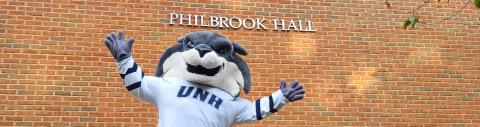 Philbrook Hall with Wild E. Cat Mascot in Front