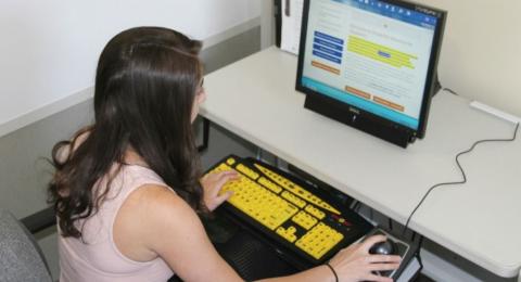 Student using assistive technology