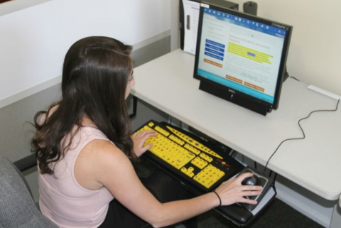 Student using assistive technology