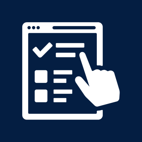 Icon of hand pointing to survey