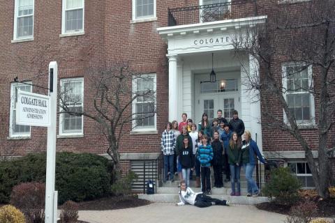 ETS Students in front of admission building, Colgate Hall