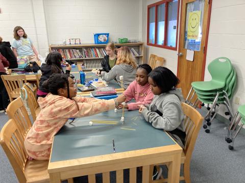 This ETS middle school students participating in a workshop.