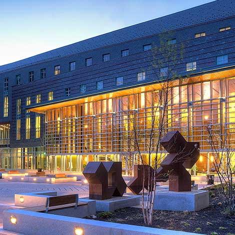 Paul College courtyard at dusk