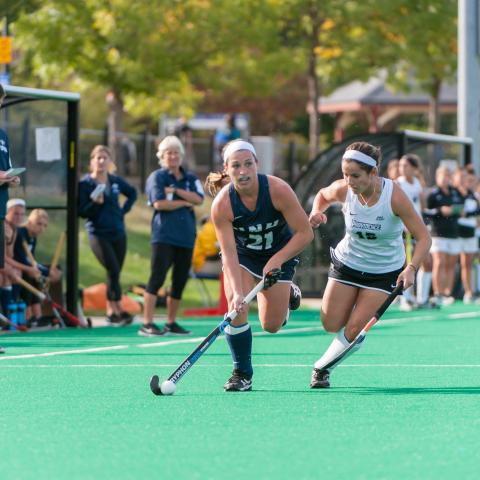 UNH women's field hockey game being played at Memorial Field.