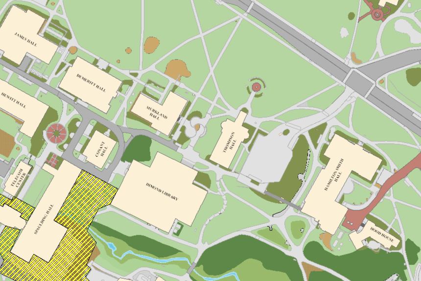 construction map of UNH campus