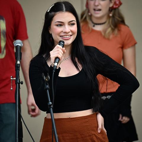 woman with microphone