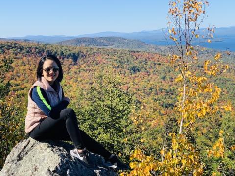 Woman on mountain top