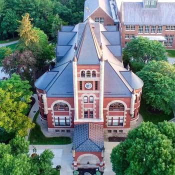 aerial view of t-hall