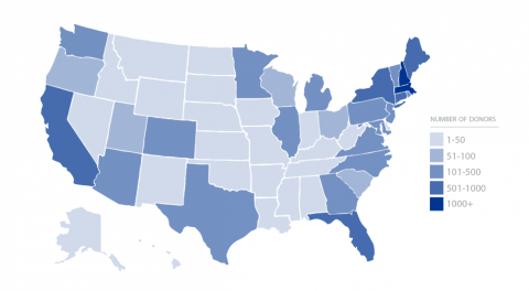 Number of donors by state