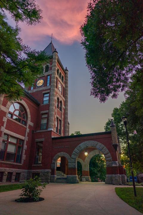 Thompson Hall at sunset