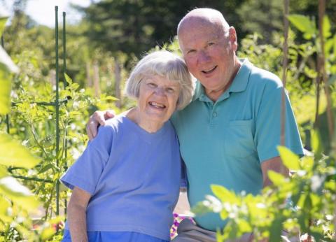 George and Cathy Wilson in a garden