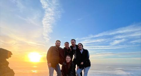 a group of students at sunset in Portugal