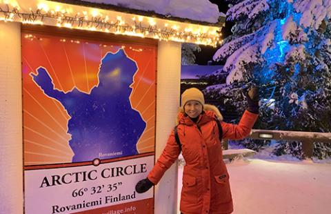 Professor Du at the line of Arctic Circle